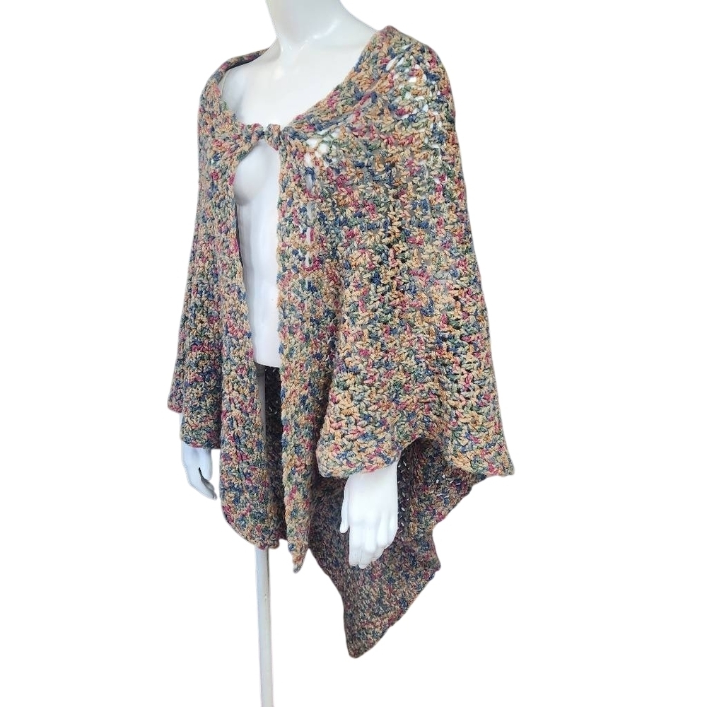 Hand Crafted Crocheted Multicolored Shawl